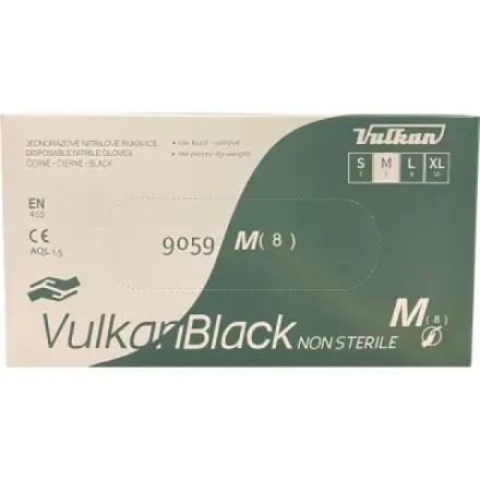 Vulkan VulkanBlack černé jednorázové bezprašné nitrilové rukavice, velikost M, 100 ks