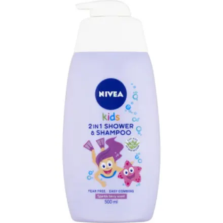 Nivea Kids Magic Berry Scent dětský sprchový gel, šampon a kondicionér 3 v 1 500 ml