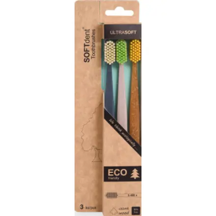 SOFTDENT ECO Zubní kartáček ultrasoft 3 kusy
