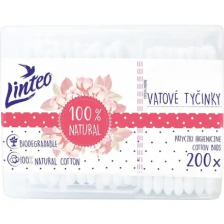 LINTEO Vatové tyčinky papírové BOX 200 ks