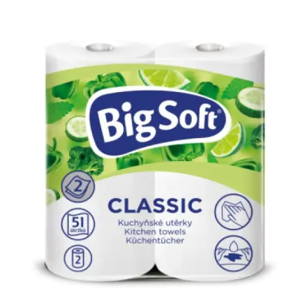 BigSoft Classic - papírové kuchyňské utěrky - 2vrstvé, 51 útržků