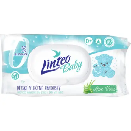 Vlhčené ubrousky Linteo Baby s Aloe Vera, 80 ks