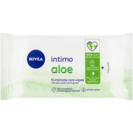 Beiersdorf Nivea Intimo Aloe Ubrousky pro intimní hygienu, 15 ks