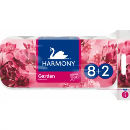 Harmony Premium Garden Pure White 3vrstvý toaletní papír, 8+2 rolí, role 17,5 m