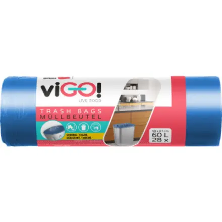 Pytle na odpadky viGO! - 60 l modré, 6 mic, 28 ks