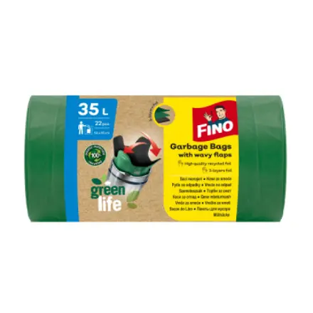 Fino Green Life recyklované PE pytle na odpad, 25 µ, 50 × 55 cm, 35 l, 22 ks