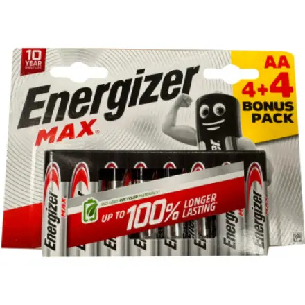 Tužkové baterie MAX - 8x AA - 4+4 zdarma - Energizer
