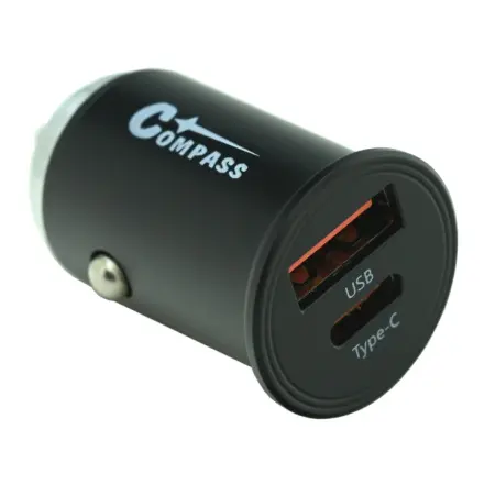 Compass Zástrčka 12/24V nízkoprofilová QC3/PD3 USB-A/USB-C 30W, 07404