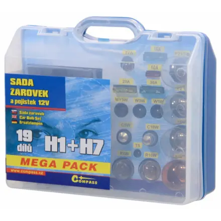 Compass Žárovky 12V servisní box MEGA H1+H7+pojistky, 08517