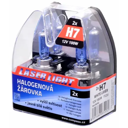 Compass Žárovka 12V  H7  100W PX26d WHITE LASER  2ks, 08553