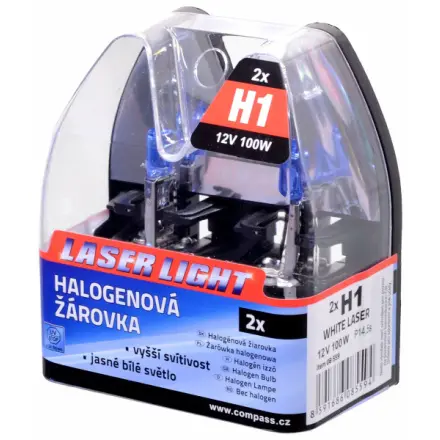 Compass Žárovka 12V  H1  100W P14,5s WHITE LASER  2ks, 08559