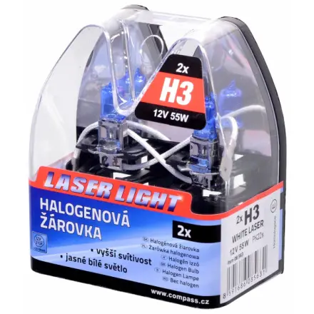 Compass Žárovka 12V  H3  55W Pk22s WHITE LASER  2ks, 08563