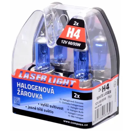 Compass Žárovka 12V  H4  60/55W P43t WHITE LASER  2ks, 08569