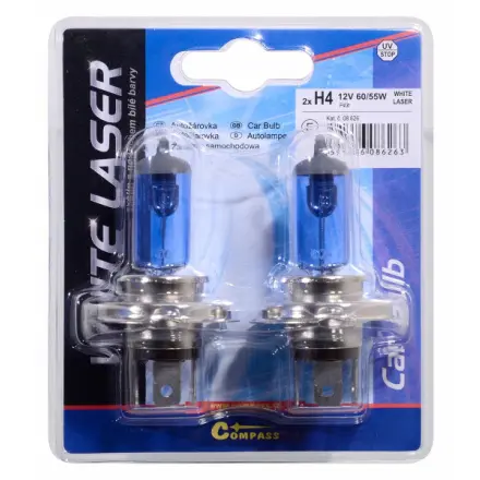 Compass Žárovka 12V  H4  60/55W P43t WHITE LASER blister 2ks, 08626