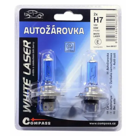 Compass Žárovka 12V  H7  55W PX26d WHITE LASER blister 2ks, 08627