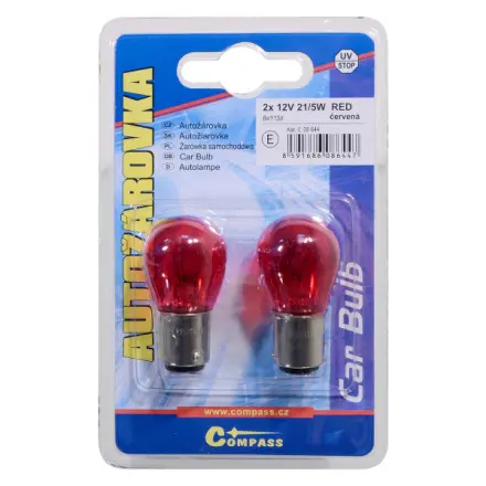 Compass Žárovka 12V  P21/5W  21/5W BaY15d RED blister 2ks, 08644