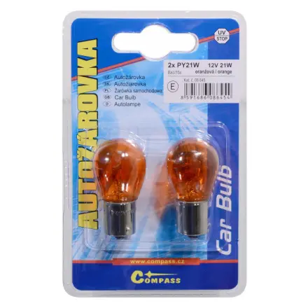Compass Žárovka 12V  PY21W  21W BaU15s ORANGE blister 2ks, 08645