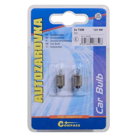 Compass Žárovka 12V  T4W  4W Ba9s blister 2ks, 08650