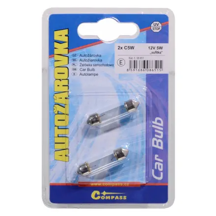 Compass Žárovka 12V  C5W  5W sufit blister 2ks, 11x38SV8,5, 08651