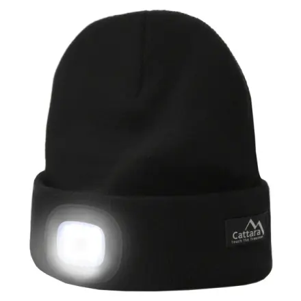 Cattara Čepice BLACK s LED svítilnou USB nabíjení