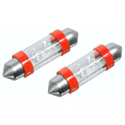 Compass Žárovka 4LED 12V  suf. SV8.5 38mm červená  2ks, SV8.5 (sufit), 33722