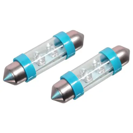 Compass Žárovka 4LED 12V suf. SV8.5 38mm modrá 2ks, SV8.5 (sufit), 33723