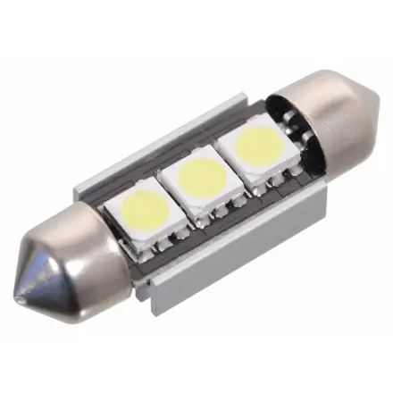 Compass Žárovka 3 SMD LED 12V suf. SV8.5 36mm s rezistorem CAN-BUS ready bílá, SV8.5 (sufit), 33803
