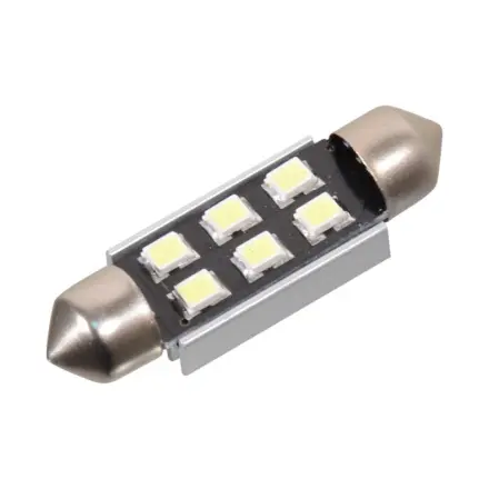 Compass Žárovka 6 SMD LED 12V suf. SV8.5 38mm s rezistorem CAN-BUS bílá, SV8.5 (sufit), 33815
