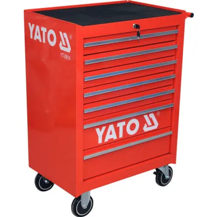 Yato Skříňka dílenská pojízdná 7 zásuvek červená, YT-0914