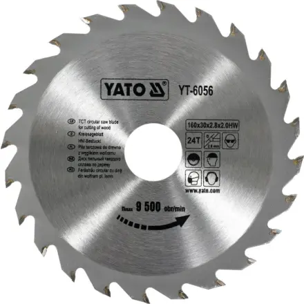 Yato Kotouč na dřevo 160 x 30 mm 24z, YT-6056