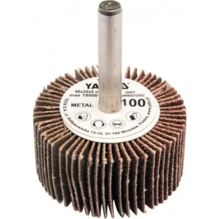 Yato Kotouč lamelový radiální 40x20  P-150 s hřídelí 6 mm, YT-83356