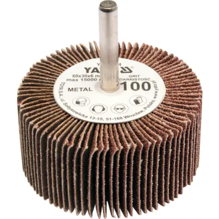 Yato Kotouč lamelový radiální 60x30  P-150 s hřídelí 6 mm, YT-83366