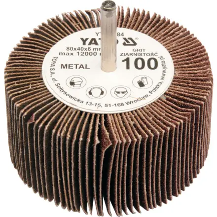 Yato Kotouč lamelový radiální 80x40  P-120 s hřídelí 6 mm, YT-83385