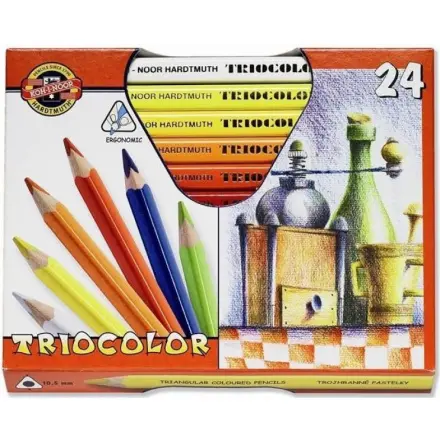 Koh-i-Noor pastelky 24 ks – trojhranné silné, ergonomické