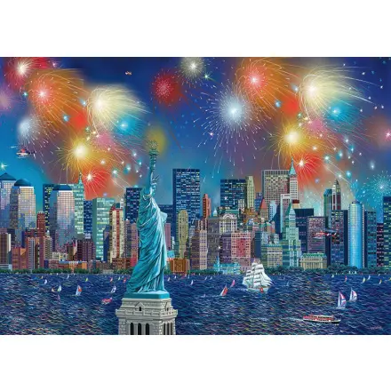 Statue of Liberty with fireworks - puzzle z kategorie Mestá a stavby