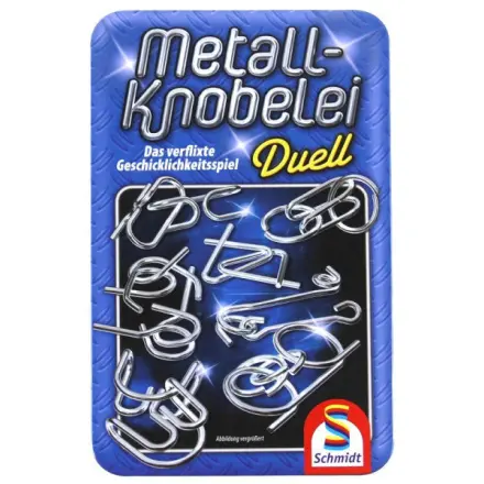 Sada kovových hlavolamů Duell v plechové krabičce
