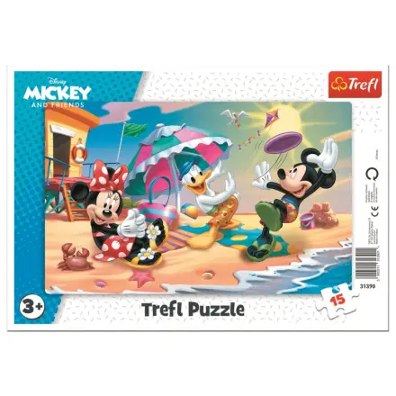Trefl Puzzle Mickey Mouse a Minnie - Zábava na pláži / 15 dílků