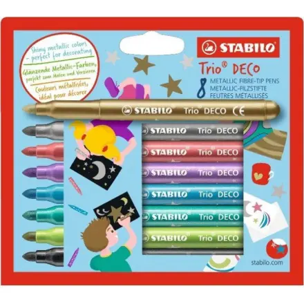 STABILO 377-8-6 Trio DECO Metalický vláknový fix s XL hrotem 8 ks