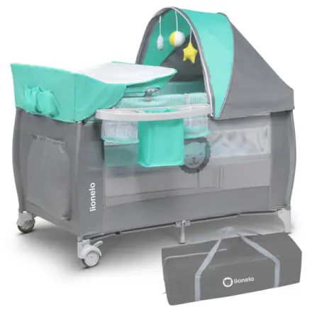 Lionelo cestovní postýlka SVEN plus Barva: Turquoise/Grey