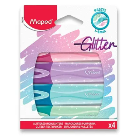 Zvýrazňovač MAPED Fluo Peps Classic Glitter - sada 4 barev