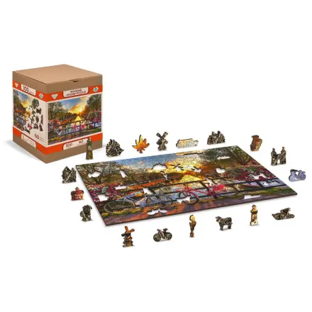Wooden City Puzzle Kola v Amsterdamu 2v1, dřevěné, 300 dílků