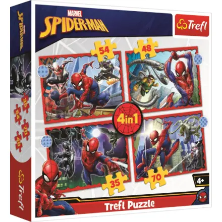 Trefl Puzzle Hrdinný Spiderman 4v1 (35,48,54,70 dílků)
