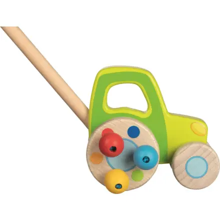 Jezdík na tyči - Traktor zelený dřevěný (Goki)