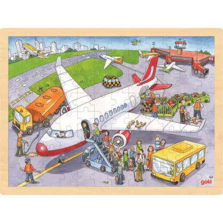 Goki Puzzle Na letišti 96 dílků - dřevěné