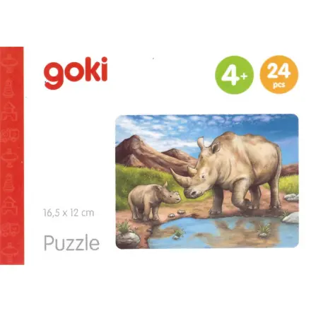 Puzzle dřevěné - Mini, Africká zvířátka, 24 dílků, 1ks (Goki)