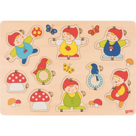 Puzzle vkládací - Balanční trpaslíci, 9ks (Goki)