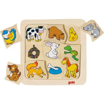 Puzzle výukové - Co jedí zvířátka (Goki)