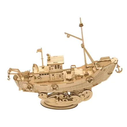 Puzzle 3D Rybářská loď/104 dílků, dřevěn