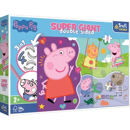 Trefl Puzzle Super giant Prasátko Peppa 15 dílků - oboustranné
