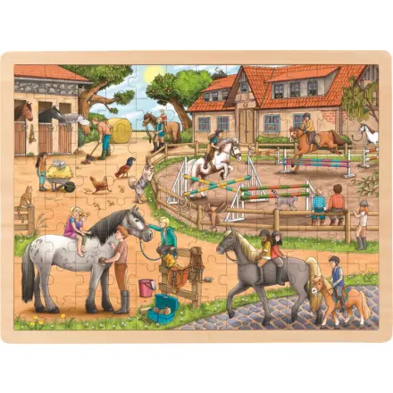 Puzzle na desce - Velké A3, Jezdecká škola, 96ks (Goki)